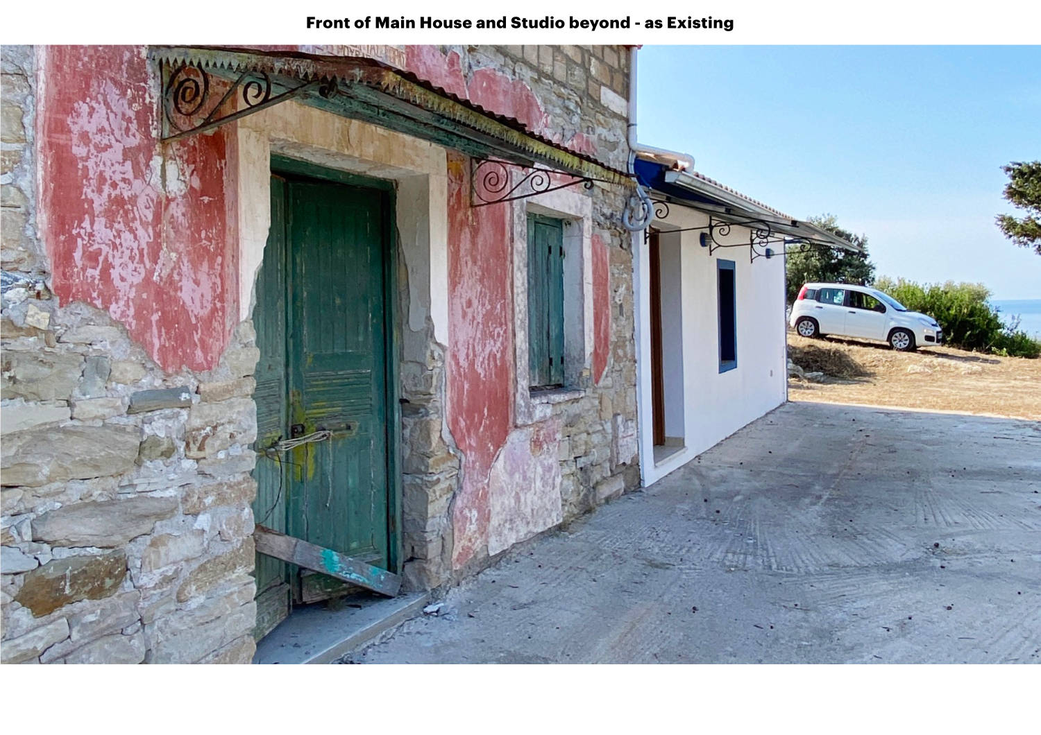 Rouvas Mathraki - Front of Main House and Studio Beyond